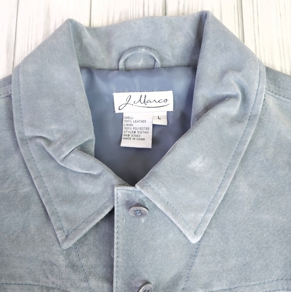 Vintage J Marco Tailored Suede Jacket in Cool Blue Size Large - Picture 10 of 12